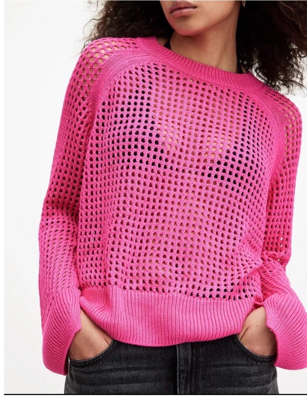 AllSaints Paloma Crew Neck Mesh Sweater